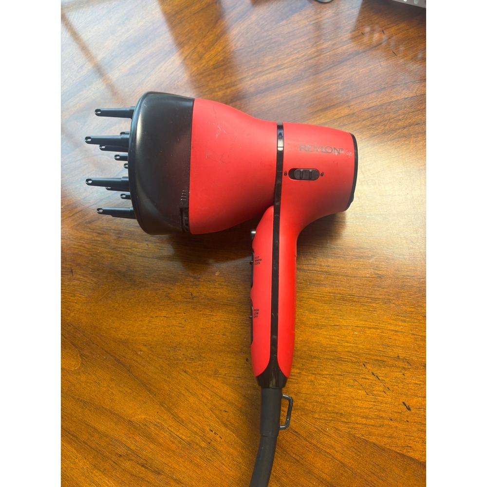 Revlon 1875W Infrared Hair Dryer Red RVDR5229 with Diffuser Attachment